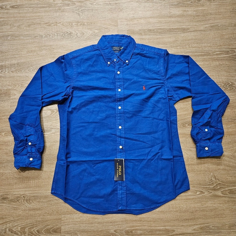 NWT Polo‎ Ralph Lauren Classic Fit Button Down Shirt Blue Men's L Cotton